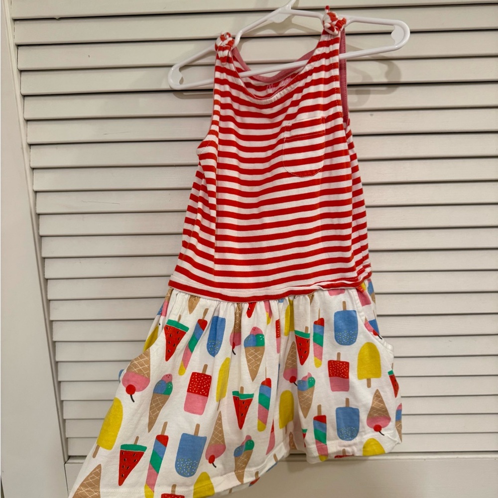 Mini Boden Red and White Striped Tank Top with Popsicle Print